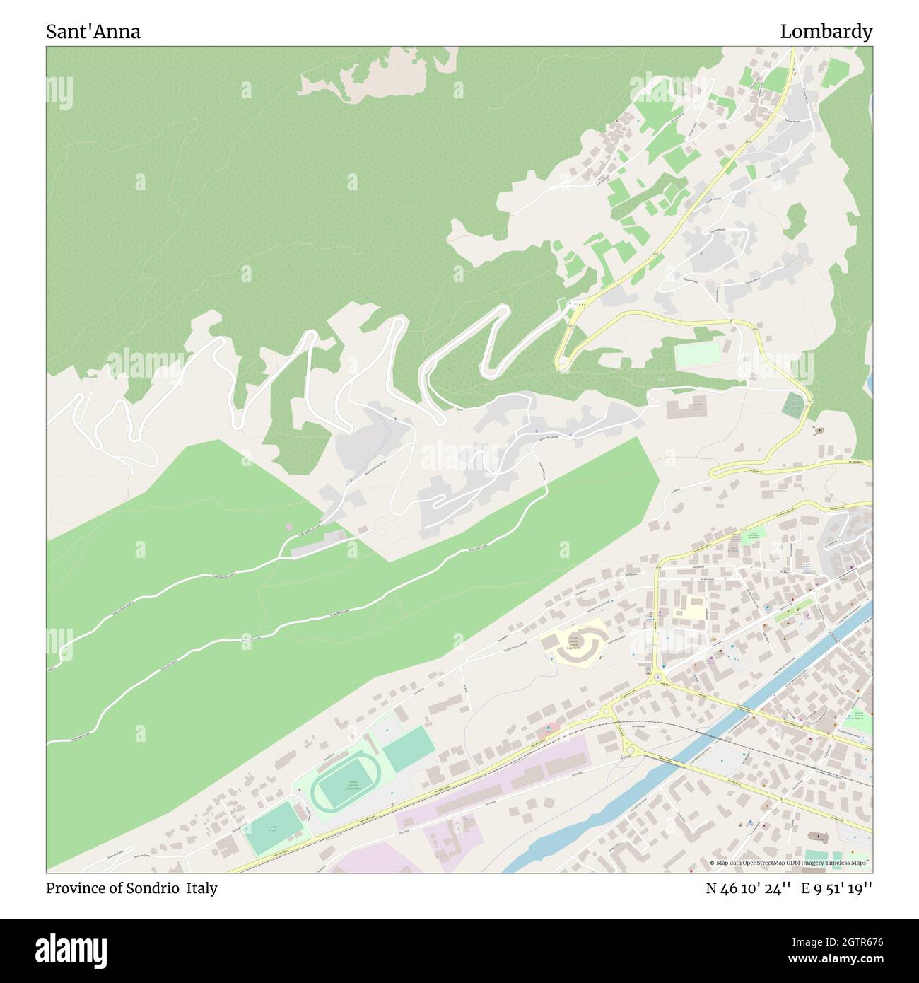 Sant'Anna, Provincia di Sondrio, Italia, Lombardia, N 46 10' 24'', e 9 51' 19'', mappa, Mappa senza tempo pubblicata nel 2021. Viaggiatori, esploratori e avventurieri come Florence Nightingale, David Livingstone, Ernest Shackleton, Lewis and Clark e Sherlock Holmes si sono affidati alle mappe per pianificare i viaggi verso gli angoli più remoti del mondo, Timeless Maps sta mappando la maggior parte delle località del mondo, mostrando il successo di grandi sogni Foto Stock