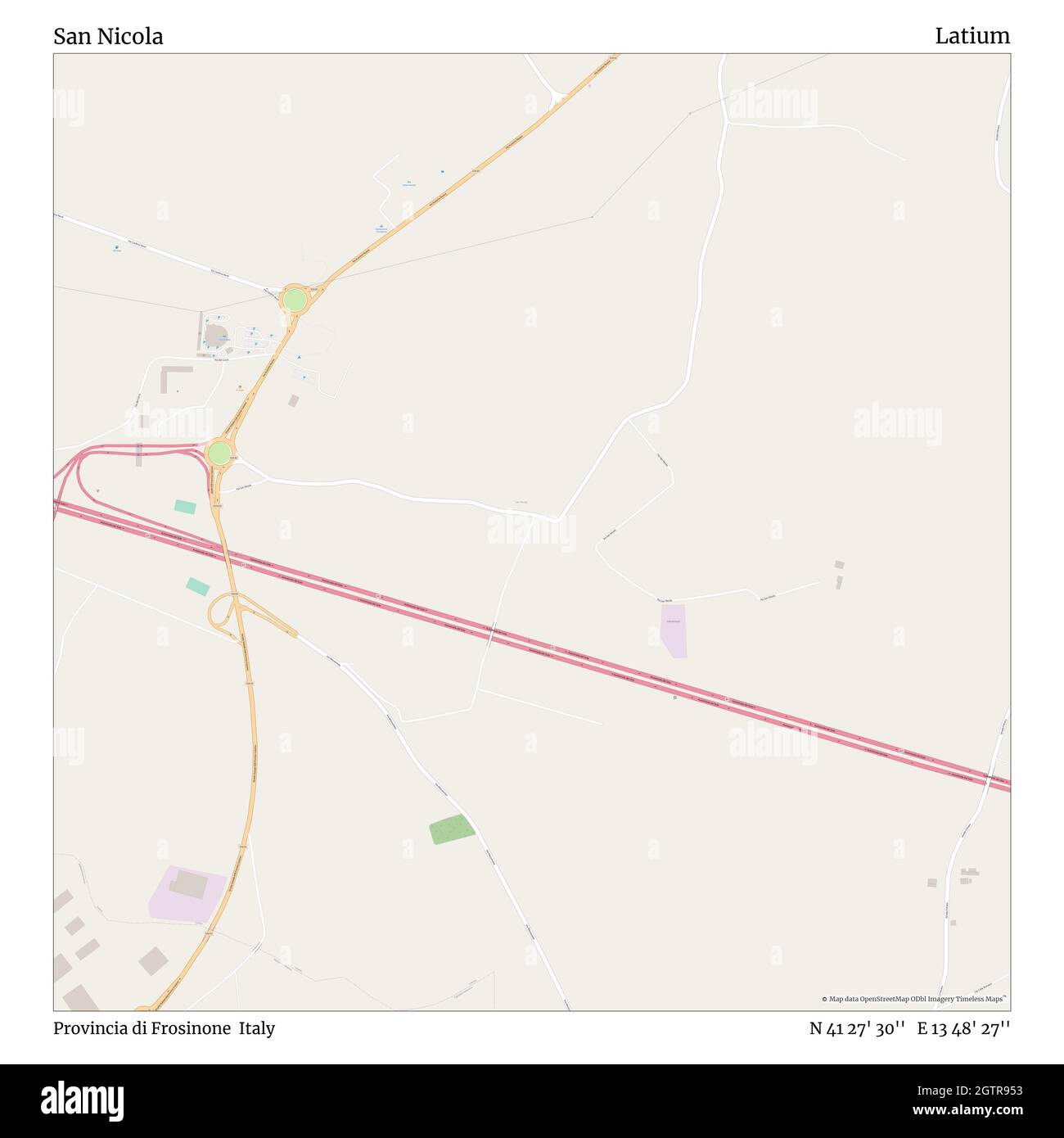 San Nicola, Provincia di Frosinone, Italia, Lazio, N 41 27' 30'', e 13 48' 27''', mappa, Mappa senza tempo pubblicata nel 2021. Viaggiatori, esploratori e avventurieri come Florence Nightingale, David Livingstone, Ernest Shackleton, Lewis and Clark e Sherlock Holmes si sono affidati alle mappe per pianificare i viaggi verso gli angoli più remoti del mondo, Timeless Maps sta mappando la maggior parte delle località del mondo, mostrando il successo di grandi sogni Foto Stock