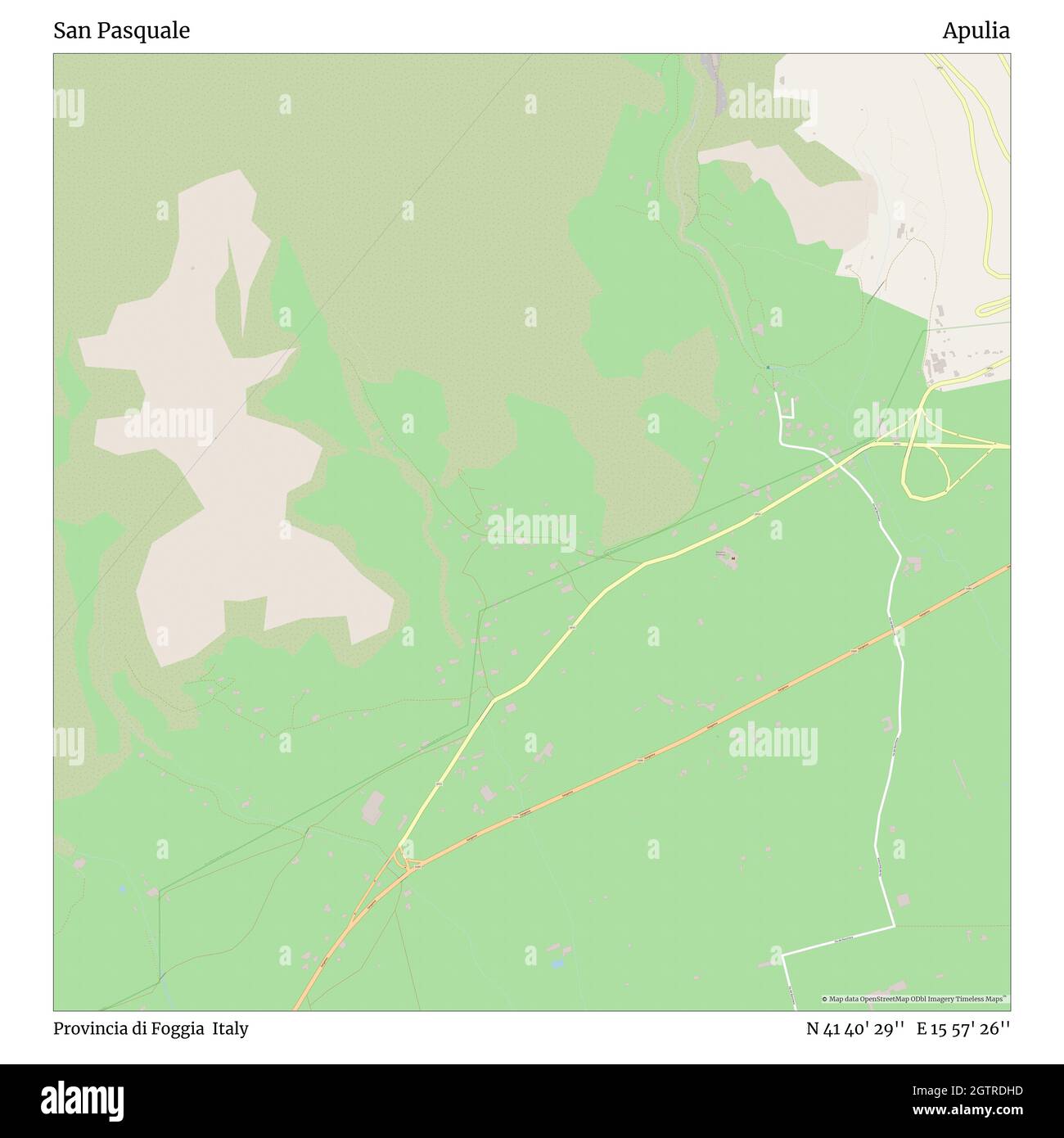 San Pasquale, Provincia di Foggia, Italia, Puglia, N 41 40' 29'', e 15 57' 26'', mappa, Mappa senza tempo pubblicata nel 2021. Viaggiatori, esploratori e avventurieri come Florence Nightingale, David Livingstone, Ernest Shackleton, Lewis and Clark e Sherlock Holmes si sono affidati alle mappe per pianificare i viaggi verso gli angoli più remoti del mondo, Timeless Maps sta mappando la maggior parte delle località del mondo, mostrando il successo di grandi sogni Foto Stock