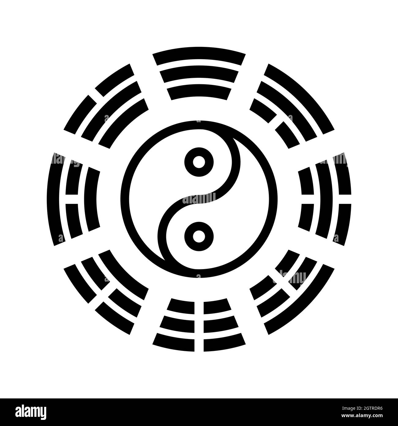 Yin Yang Bagua simbolo. Modello Tai Chi. Bagua - simbolo del Taoismo. Illustrazione religiosa vettoriale. Illustrazione Vettoriale