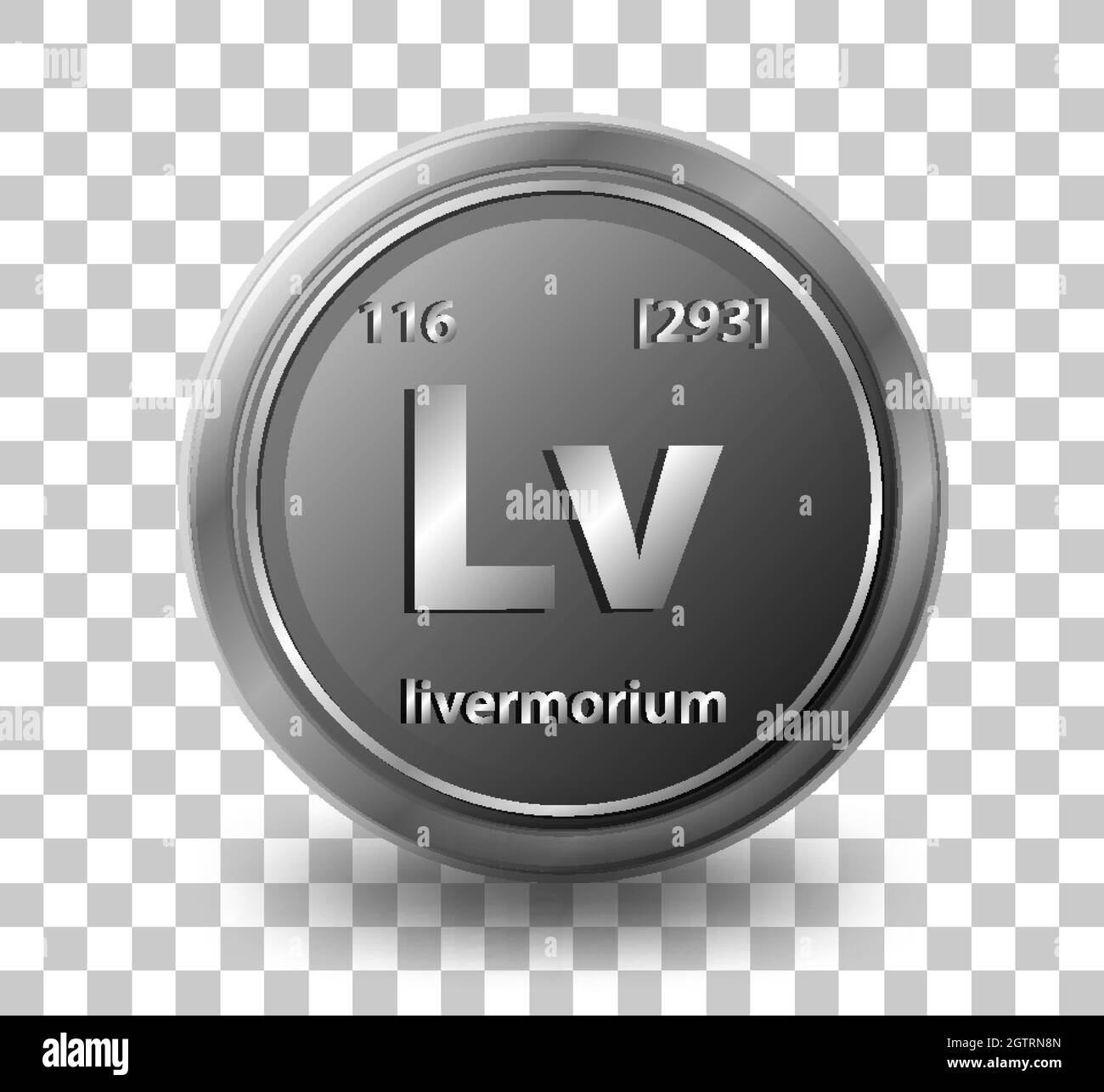 Elemento chimico Livermorium. Simbolo chimico con numero atomico e massa atomica. Illustrazione Vettoriale