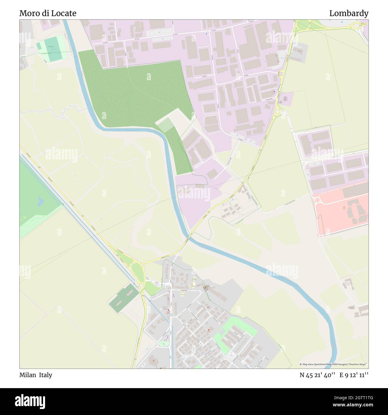 Moro di Locate, Milano, Italia, Lombardia, N 45 21' 40'', e 9 12' 11''', mappa, Mappa senza tempo pubblicata nel 2021. Viaggiatori, esploratori e avventurieri come Florence Nightingale, David Livingstone, Ernest Shackleton, Lewis and Clark e Sherlock Holmes si sono affidati alle mappe per pianificare i viaggi verso gli angoli più remoti del mondo, Timeless Maps sta mappando la maggior parte delle località del mondo, mostrando il successo di grandi sogni Foto Stock