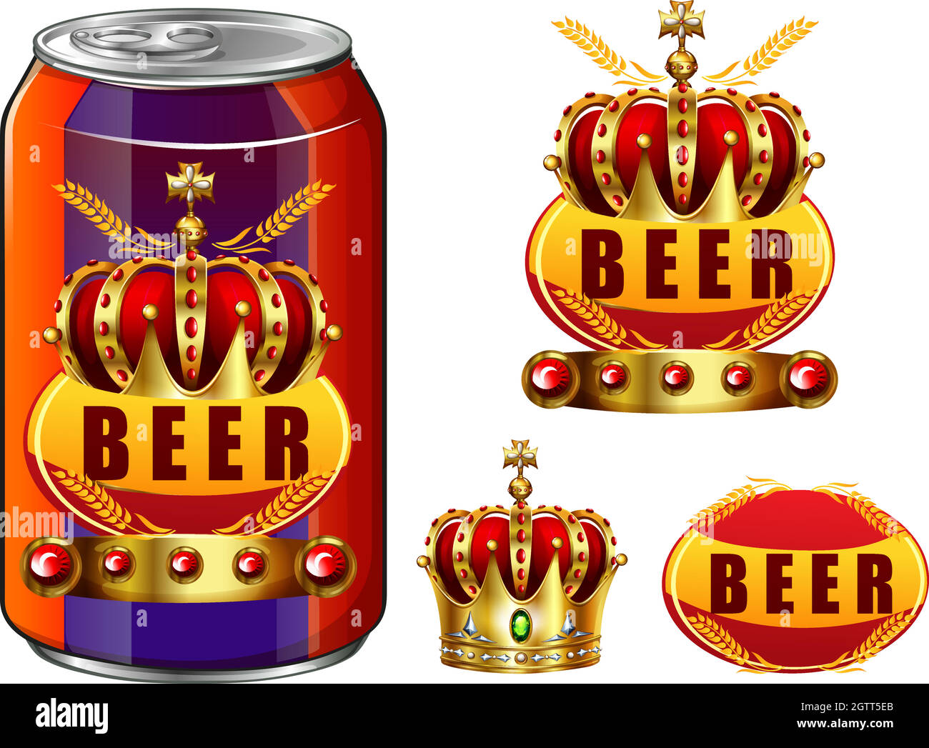 Birra in lattina e logo Illustrazione Vettoriale