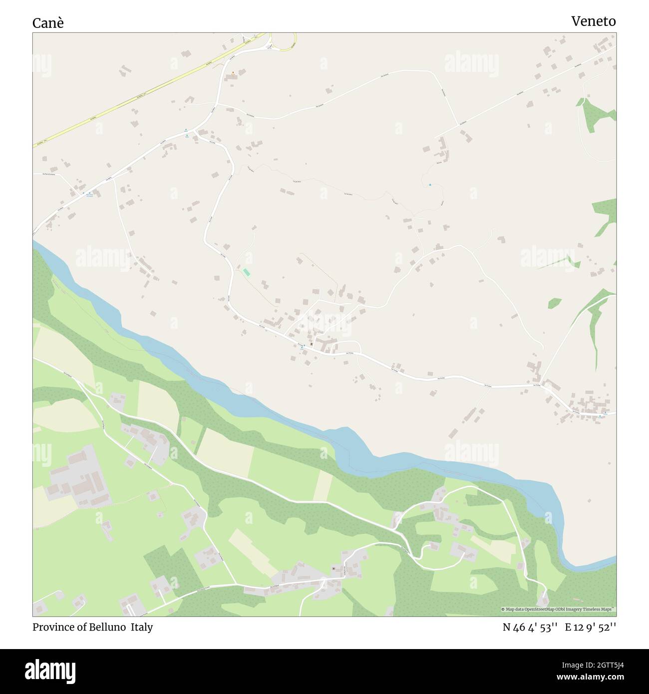 Canè, Provincia di Belluno, Italia, Veneto, N 46 4' 53'', e 12 9' 52'', mappa, Mappa senza tempo pubblicata nel 2021. Viaggiatori, esploratori e avventurieri come Florence Nightingale, David Livingstone, Ernest Shackleton, Lewis and Clark e Sherlock Holmes si sono affidati alle mappe per pianificare i viaggi verso gli angoli più remoti del mondo, Timeless Maps sta mappando la maggior parte delle località del mondo, mostrando il successo di grandi sogni Foto Stock