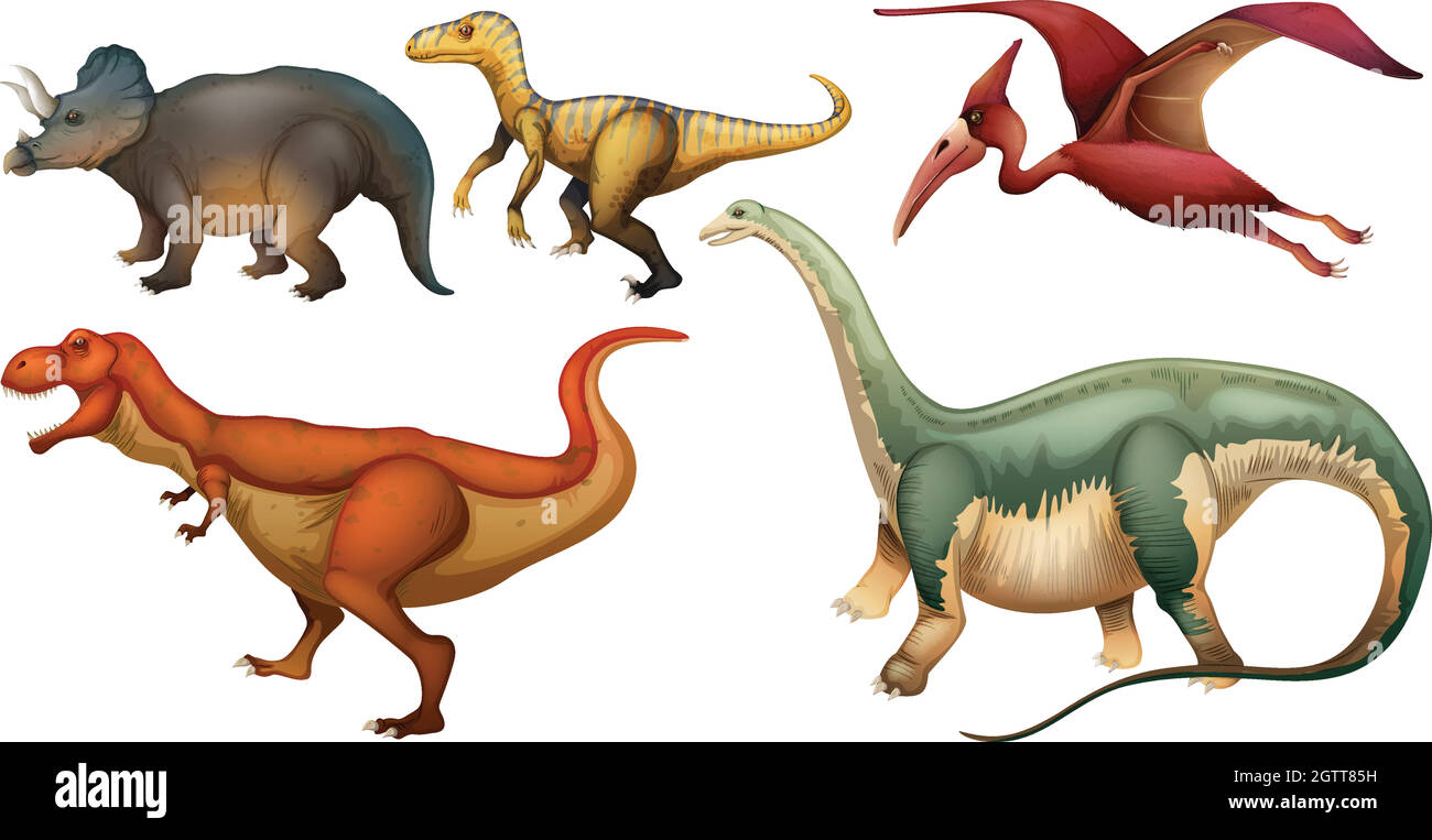 Un gruppo di dinosauri Illustrazione Vettoriale