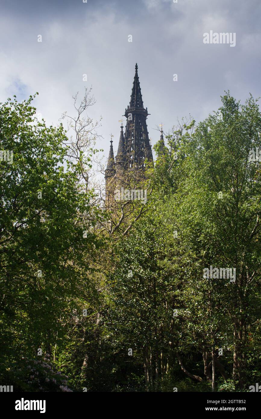 Glasgow University tower Foto Stock