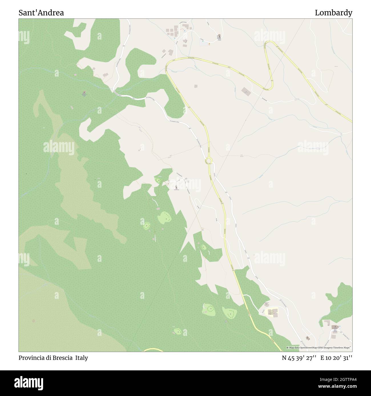 Sant'Andrea, Provincia di Brescia, Italia, Lombardia, N 45 39' 27''', e 10 20' 31''', mappa, Mappa senza tempo pubblicata nel 2021. Viaggiatori, esploratori e avventurieri come Florence Nightingale, David Livingstone, Ernest Shackleton, Lewis and Clark e Sherlock Holmes si sono affidati alle mappe per pianificare i viaggi verso gli angoli più remoti del mondo, Timeless Maps sta mappando la maggior parte delle località del mondo, mostrando il successo di grandi sogni Foto Stock