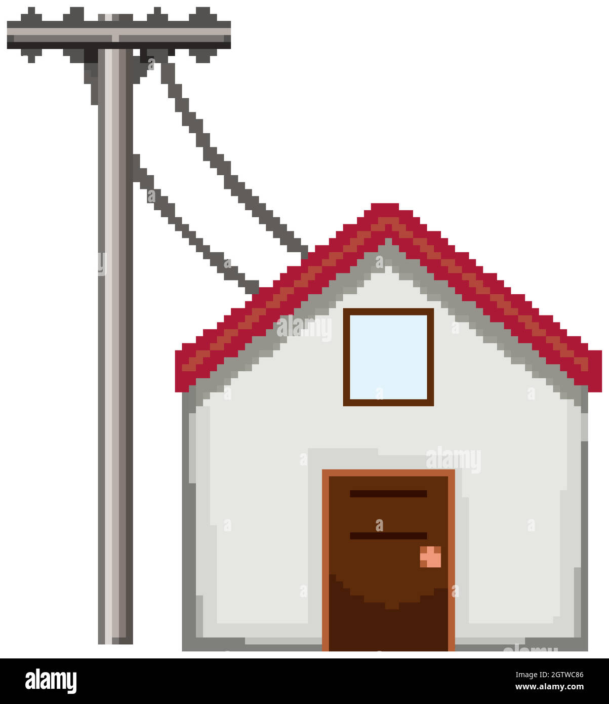 Casa con palo elettrico Illustrazione Vettoriale