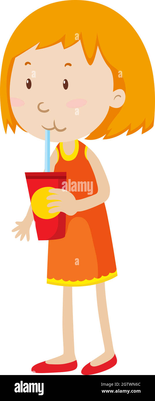 Bambina che beve da una tazza Illustrazione Vettoriale