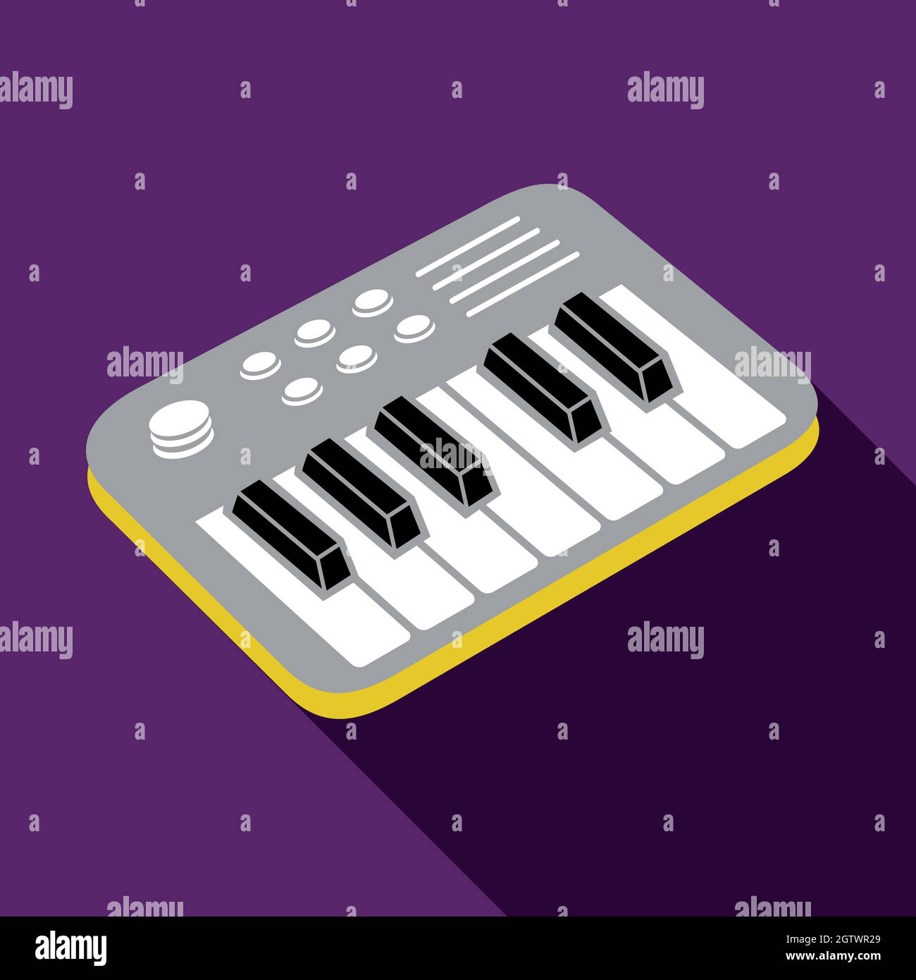 Icona elettronica del pianoforte, stile piatto Illustrazione Vettoriale