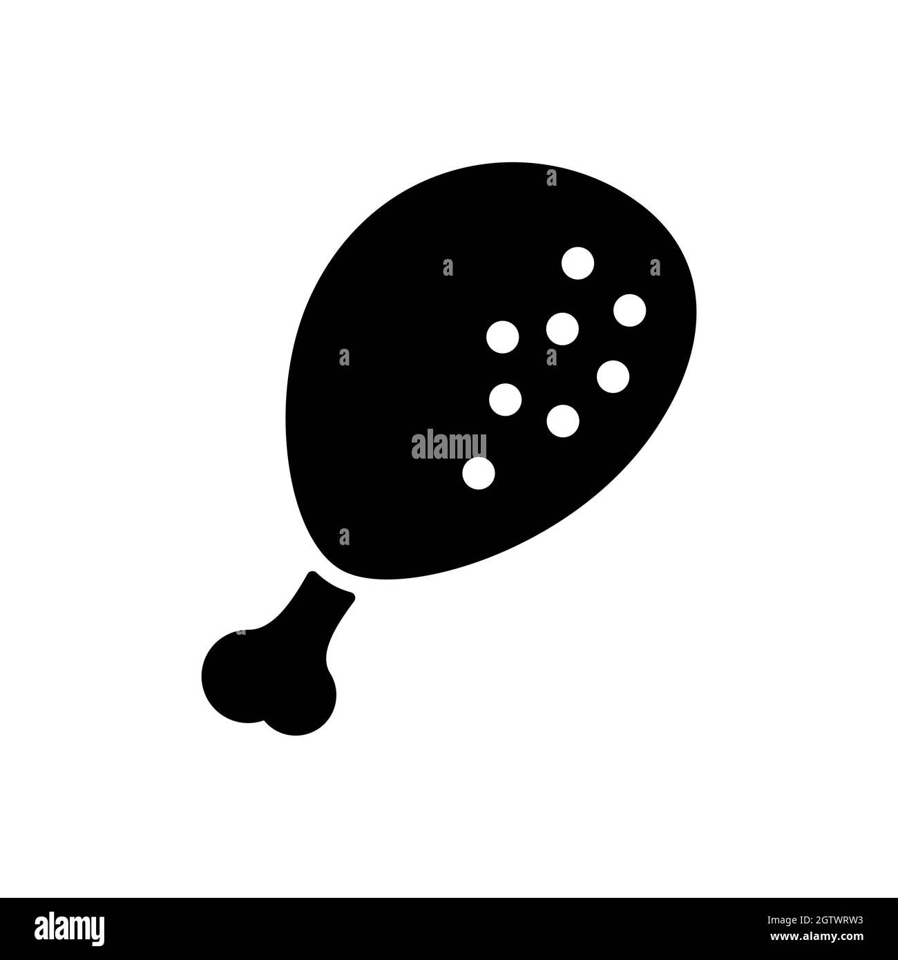 Icona glifo vettoriale gamba di pollo. Cartello fast food Illustrazione Vettoriale