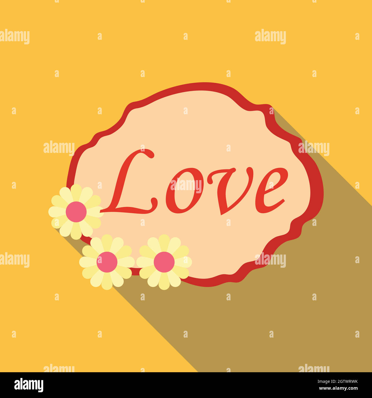 Icona etichetta amore, stile piatto Illustrazione Vettoriale