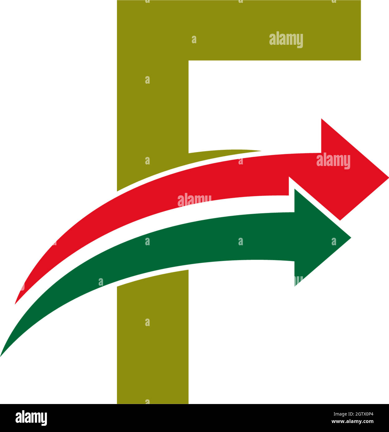 Freccia duello davanti lettera F icona disegno modello logo Illustrazione Vettoriale