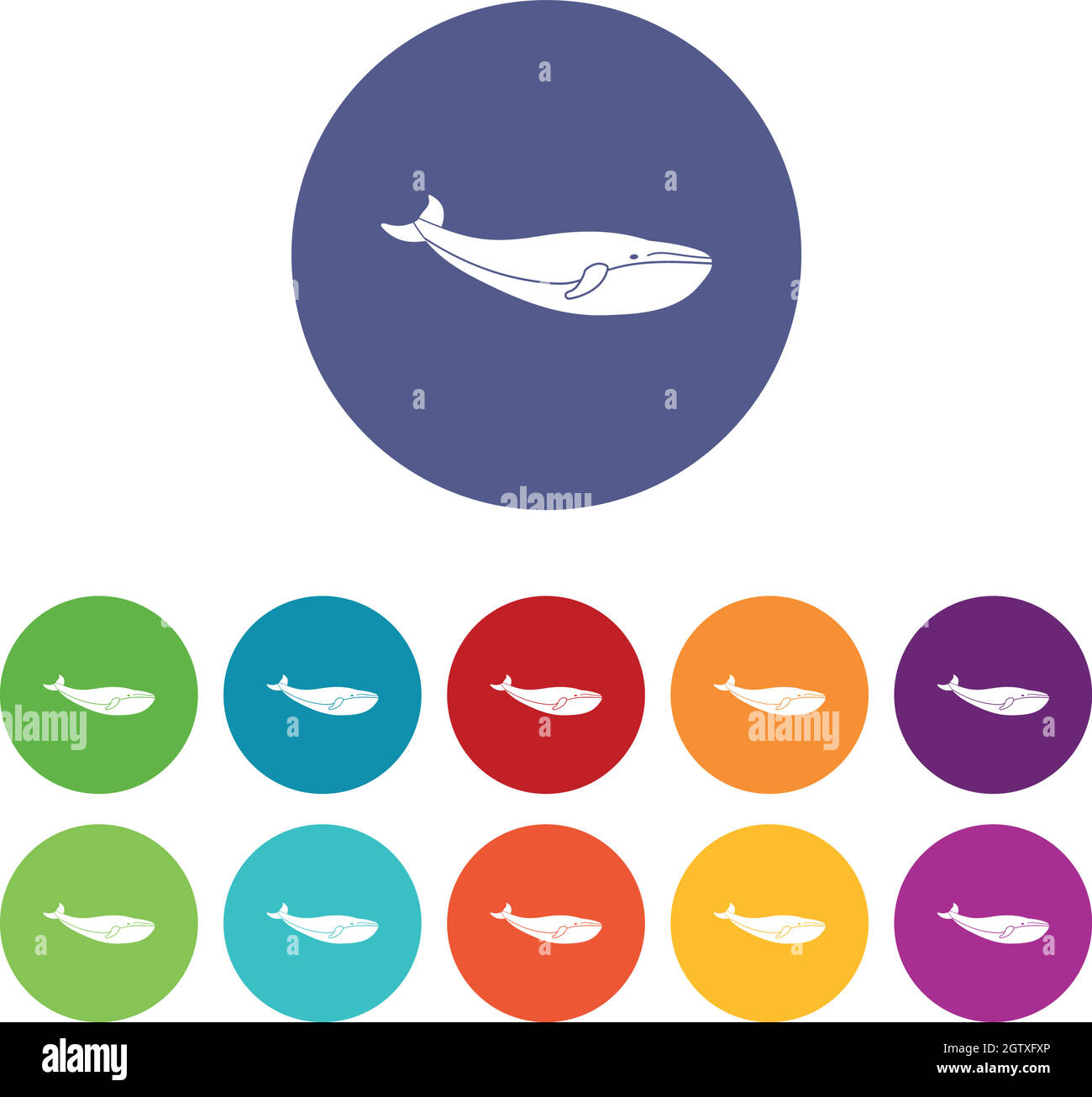 Icone del set di balene Illustrazione Vettoriale