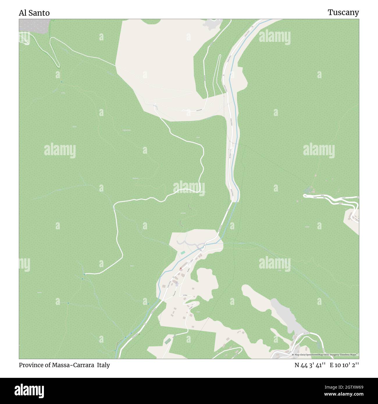 Al Santo, Provincia di massa-Carrara, Italia, Toscana, N 44 3' 41'', e 10 10' 2''', mappa, Mappa senza tempo pubblicata nel 2021. Viaggiatori, esploratori e avventurieri come Florence Nightingale, David Livingstone, Ernest Shackleton, Lewis and Clark e Sherlock Holmes si sono affidati alle mappe per pianificare i viaggi verso gli angoli più remoti del mondo, Timeless Maps sta mappando la maggior parte delle località del mondo, mostrando il successo di grandi sogni Foto Stock