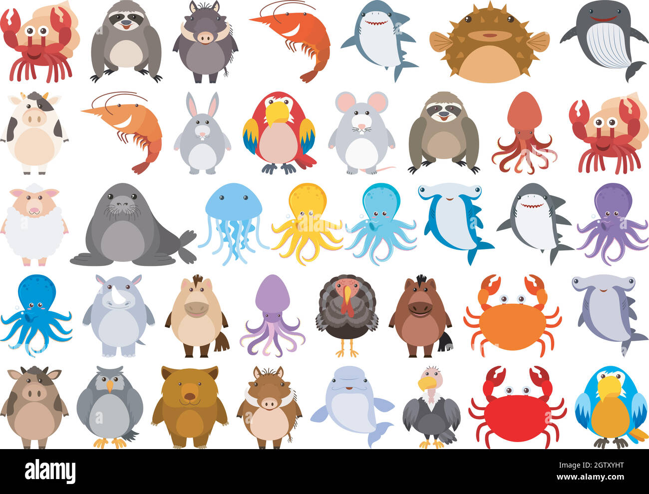 Set di animali da cartoon Illustrazione Vettoriale