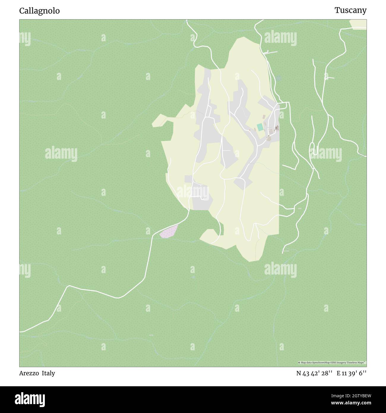 Callagnolo, Arezzo, Italia, Toscana, N 43 42' 28'', e 11 39' 6'', mappa, mappa senza tempo pubblicata nel 2021. Viaggiatori, esploratori e avventurieri come Florence Nightingale, David Livingstone, Ernest Shackleton, Lewis and Clark e Sherlock Holmes si sono affidati alle mappe per pianificare i viaggi verso gli angoli più remoti del mondo, Timeless Maps sta mappando la maggior parte delle località del mondo, mostrando il successo di grandi sogni Foto Stock