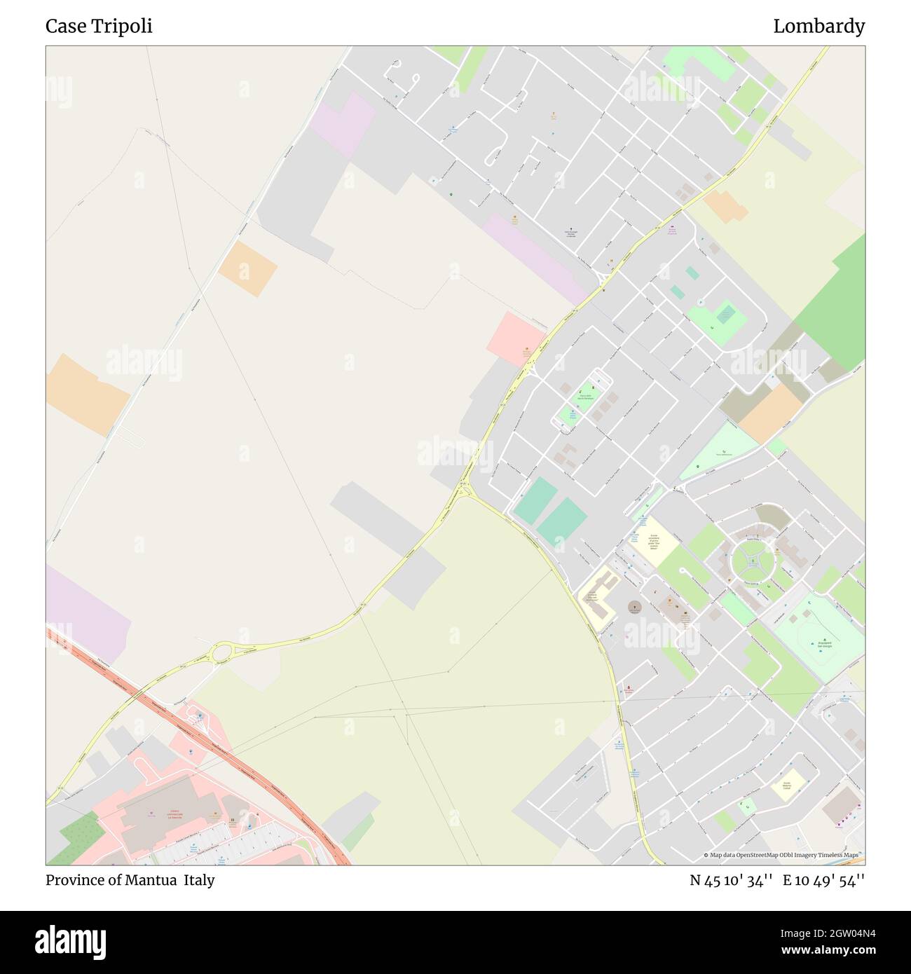 Caso Tripoli, Provincia di Mantova, Italia, Lombardia, N 45 10' 34'', e 10 49' 54'', mappa, Mappa senza tempo pubblicata nel 2021. Viaggiatori, esploratori e avventurieri come Florence Nightingale, David Livingstone, Ernest Shackleton, Lewis and Clark e Sherlock Holmes si sono affidati alle mappe per pianificare i viaggi verso gli angoli più remoti del mondo, Timeless Maps sta mappando la maggior parte delle località del mondo, mostrando il successo di grandi sogni Foto Stock