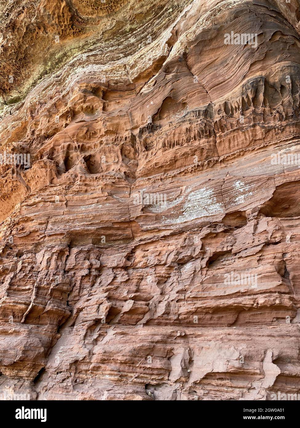 Colpo verticale di splendide formazioni rocciose ad Altschlossfelsen, Eppenbrunn, Germania Foto Stock