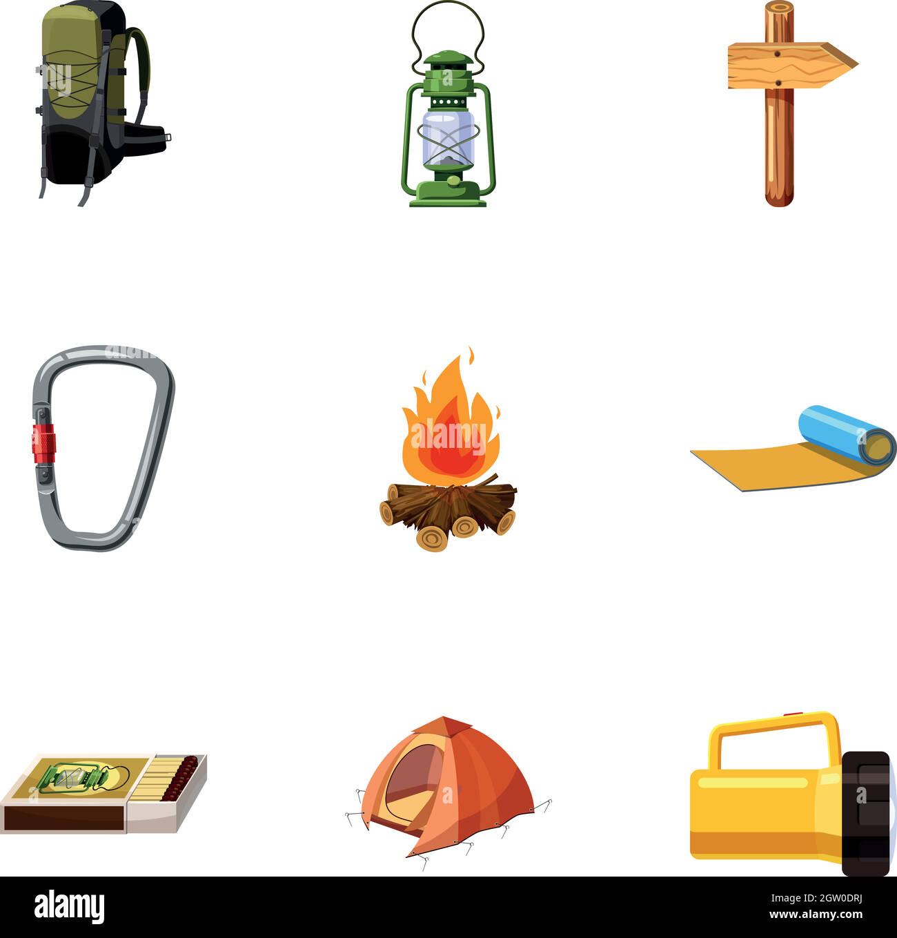 Camp set di icone, stile cartoon Illustrazione Vettoriale