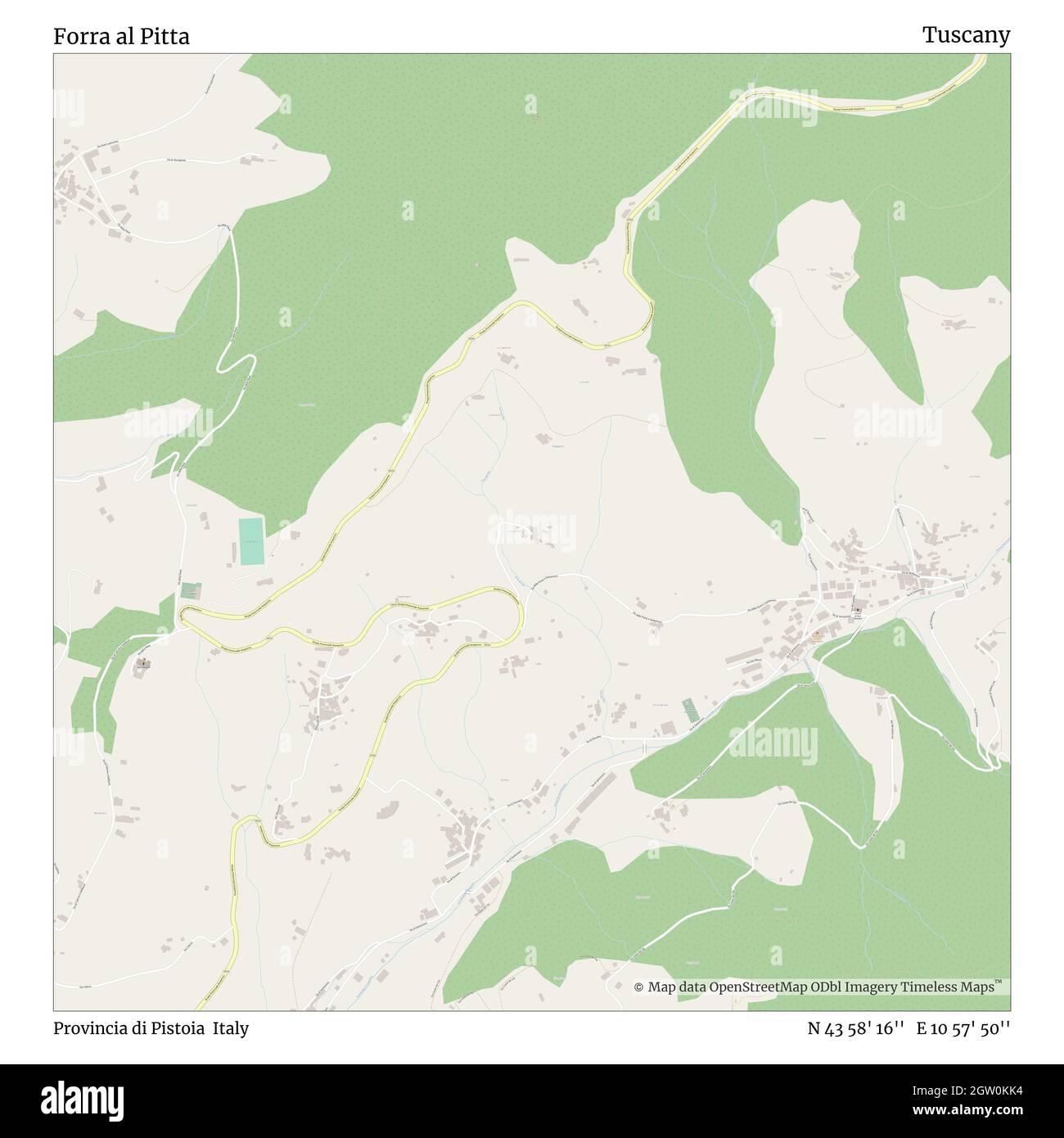 Forra al Pitta, Provincia di Pistoia, Italia, Toscana, N 43 58' 16'', e 10 57' 50'', mappa, Mappa senza tempo pubblicata nel 2021. Viaggiatori, esploratori e avventurieri come Florence Nightingale, David Livingstone, Ernest Shackleton, Lewis and Clark e Sherlock Holmes si sono affidati alle mappe per pianificare i viaggi verso gli angoli più remoti del mondo, Timeless Maps sta mappando la maggior parte delle località del mondo, mostrando il successo di grandi sogni Foto Stock