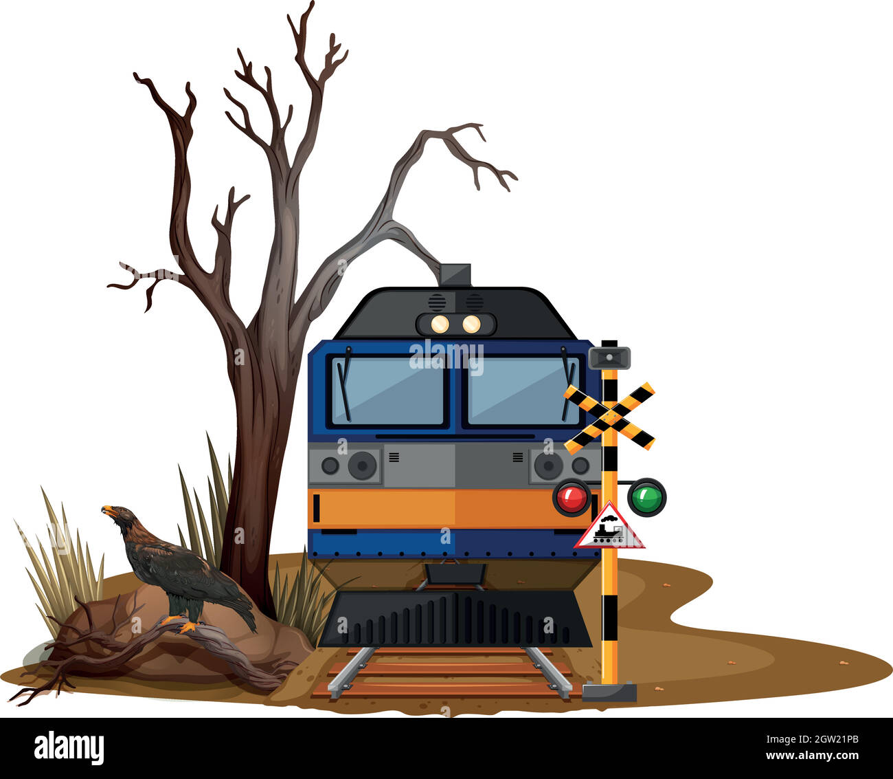 Giro in treno nel deserto asciutto Illustrazione Vettoriale