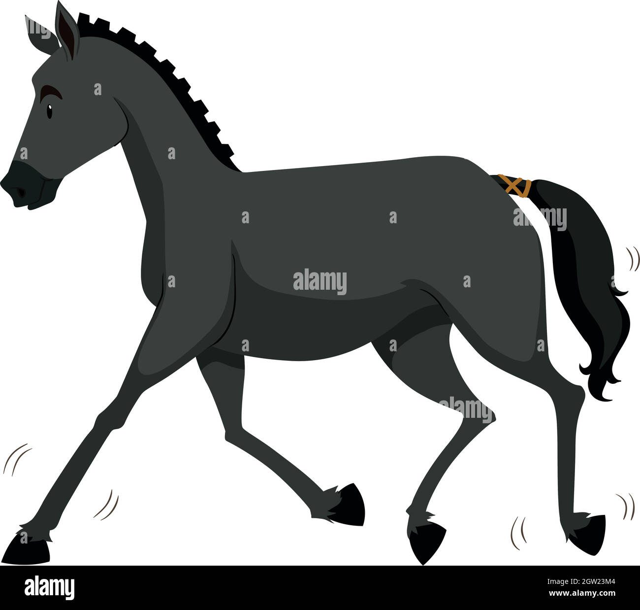Cavallo nero che corre da solo Illustrazione Vettoriale