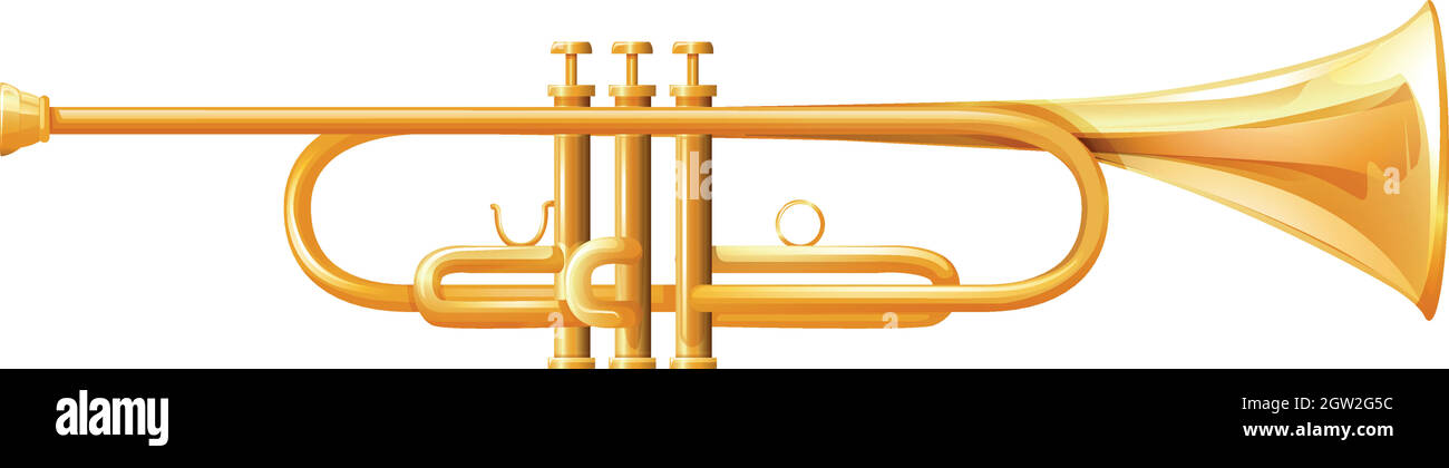 Tromba dorata su sfondo bianco Illustrazione Vettoriale