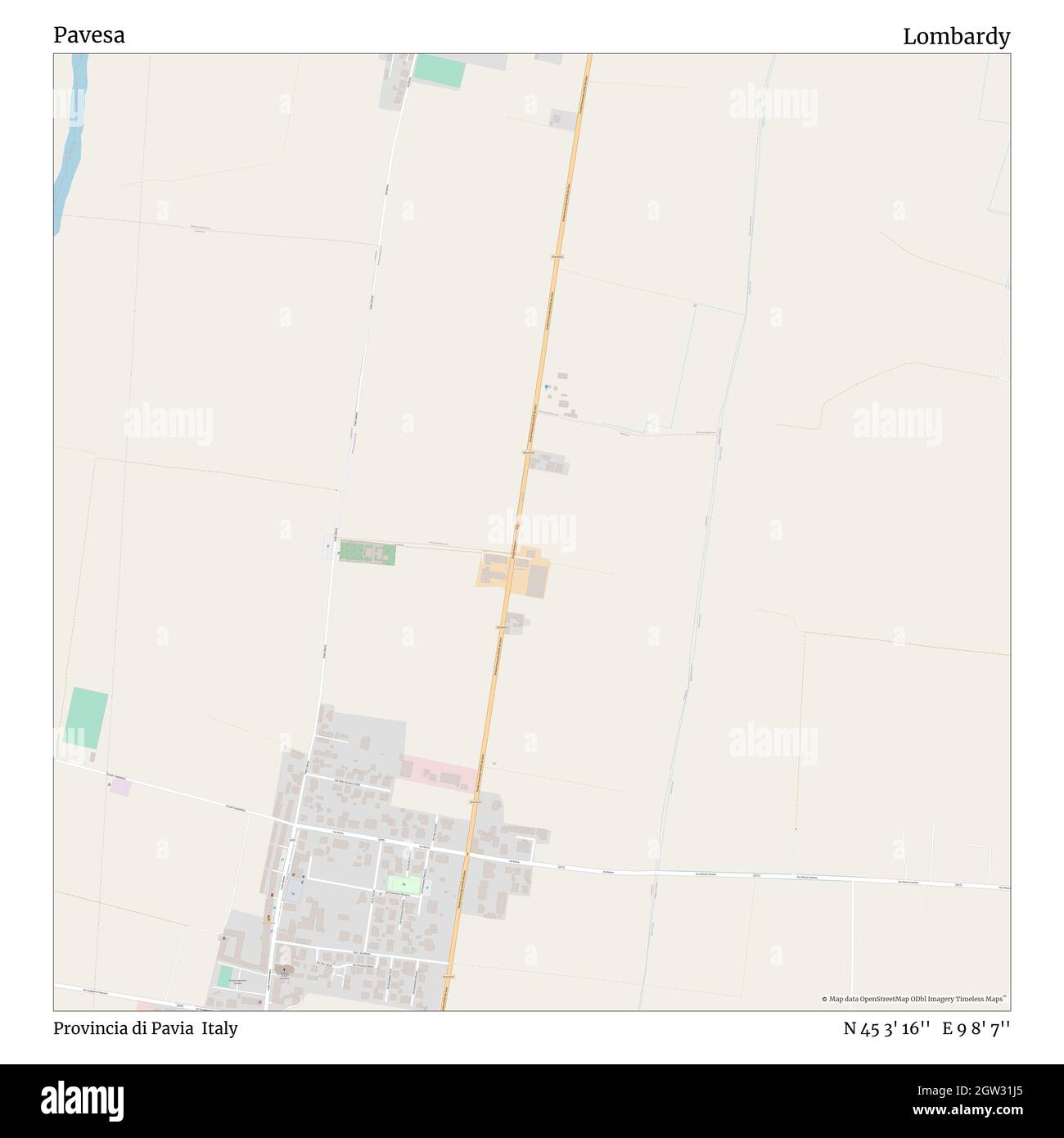 Pavesa, Provincia di Pavia, Italia, Lombardia, N 45 3' 16'', e 9 8' 7''', mappa, Mappa senza tempo pubblicata nel 2021. Viaggiatori, esploratori e avventurieri come Florence Nightingale, David Livingstone, Ernest Shackleton, Lewis and Clark e Sherlock Holmes si sono affidati alle mappe per pianificare i viaggi verso gli angoli più remoti del mondo, Timeless Maps sta mappando la maggior parte delle località del mondo, mostrando il successo di grandi sogni Foto Stock