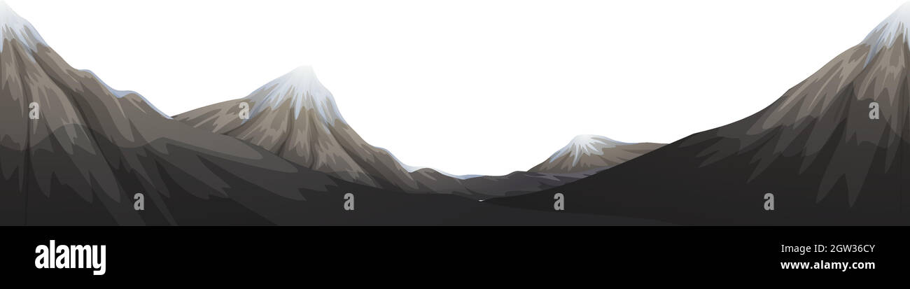La catena montuosa con la neve in cima Illustrazione Vettoriale
