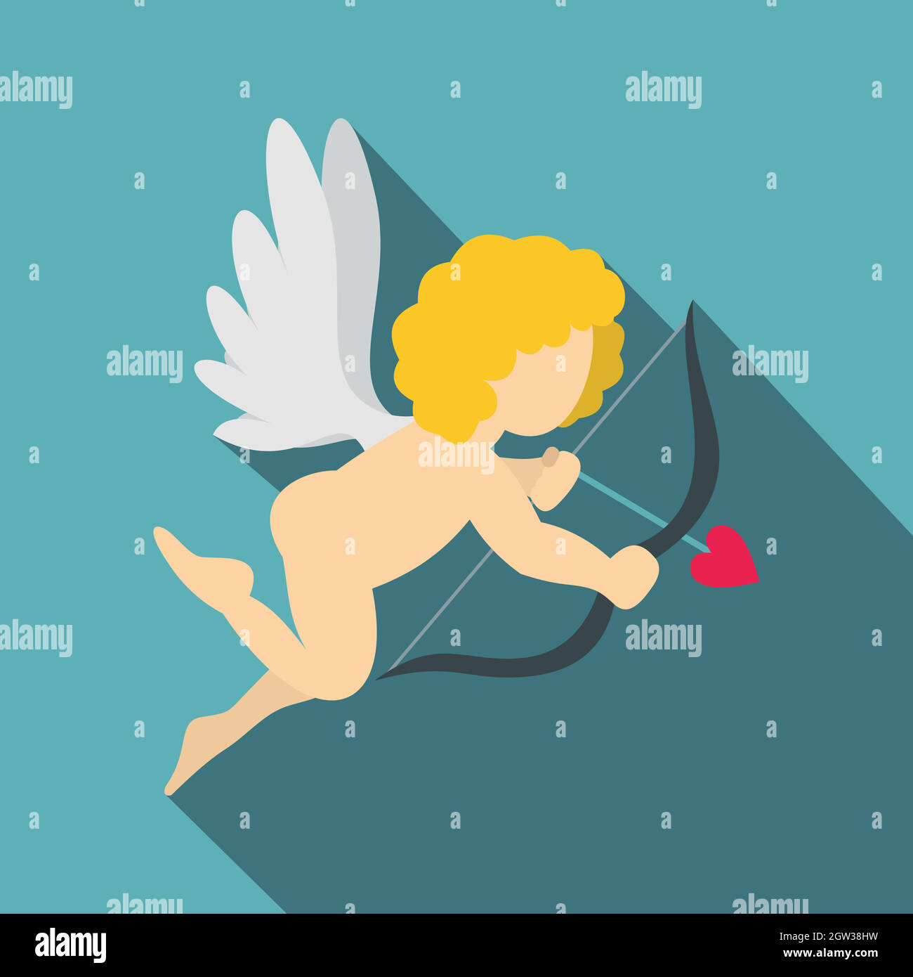 O di Amur Cupido icona, stile piatto Illustrazione Vettoriale