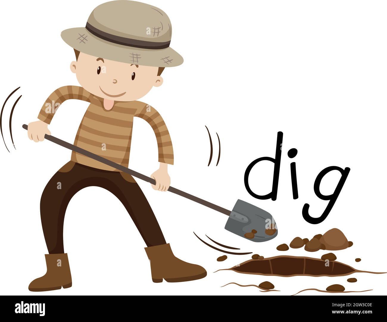 Digging man cartoon illustration Immagini Vettoriali Stock - Alamy