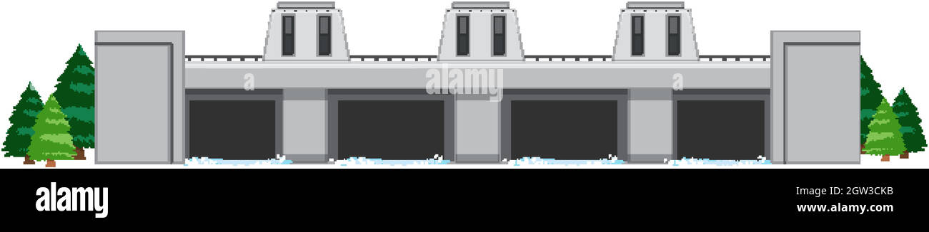 Edificio Dam su sfondo bianco Illustrazione Vettoriale