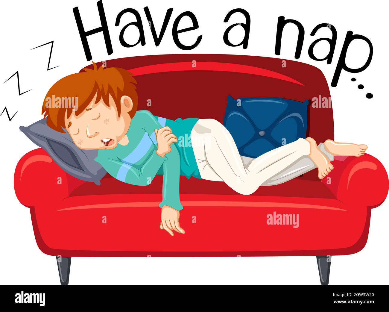 Dormire sul divano Immagini Vettoriali Stock - Alamy