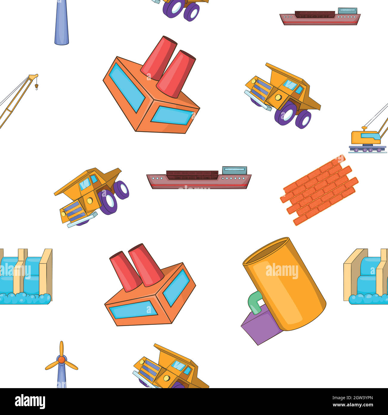 Pianta metallurgica modello, stile cartone animato Illustrazione Vettoriale