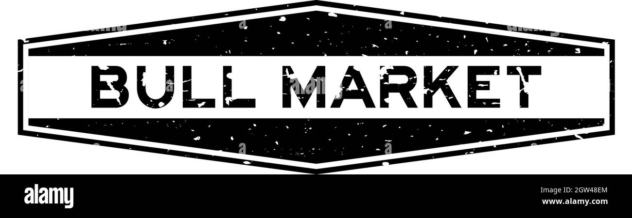 Grunge nero bull mercato parola esagono guarnizione di gomma timbro su sfondo bianco Illustrazione Vettoriale