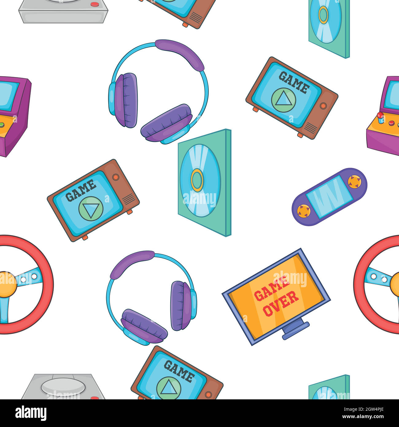 Modello console di gioco, stile cartoon Illustrazione Vettoriale