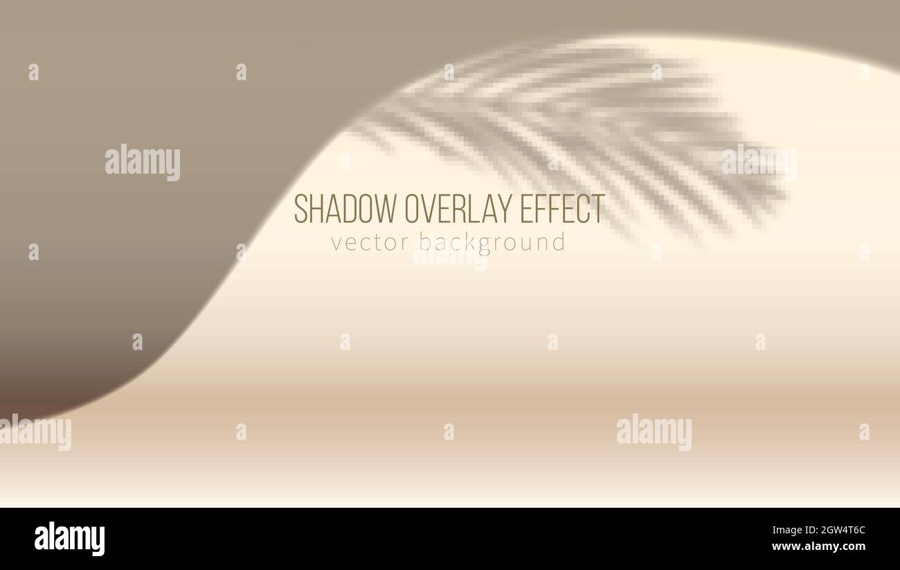 Palcoscenico per la visualizzazione del prodotto. Punto di luce e ombra della foglia di palma sulla parete. Effetto sovrapposizione ombreggiatura. Illustrazione vettoriale. Illustrazione Vettoriale