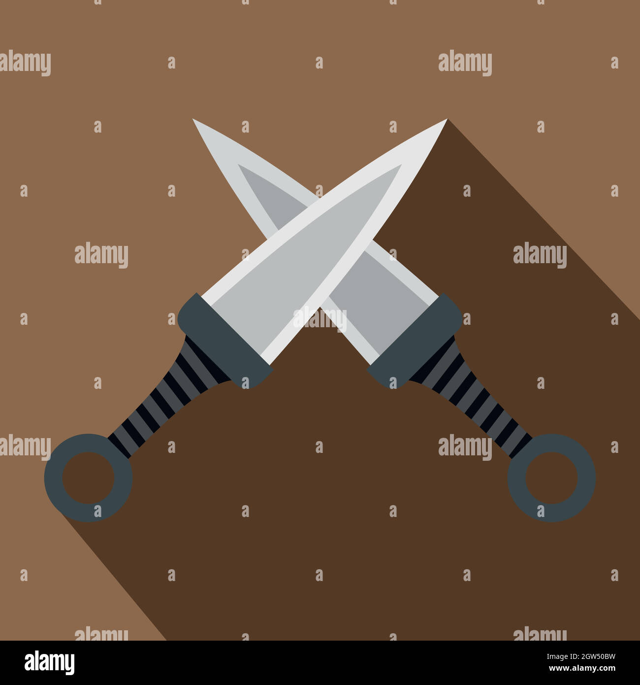 Acciaio lanciare coltelli icona, stile piatto Illustrazione Vettoriale