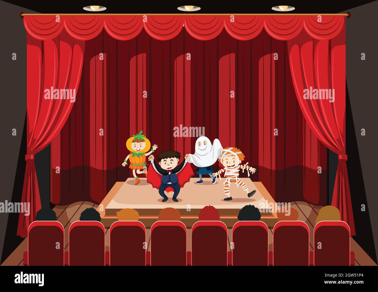 I bambini di eseguire sul palco Illustrazione Vettoriale