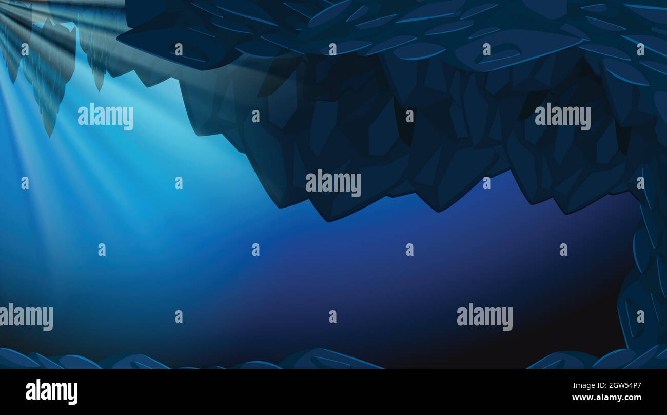 Una grotta subacquea scura backgroub Illustrazione Vettoriale