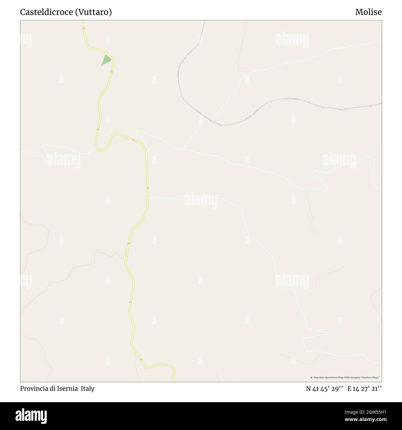 Casteldicroce (Vuttaro), Provincia di Isernia, Italia, Molise, N 41 45' 29'', e 14 27' 21''', mappa, Mappa senza tempo pubblicata nel 2021. Viaggiatori, esploratori e avventurieri come Florence Nightingale, David Livingstone, Ernest Shackleton, Lewis and Clark e Sherlock Holmes si sono affidati alle mappe per pianificare i viaggi verso gli angoli più remoti del mondo, Timeless Maps sta mappando la maggior parte delle località del mondo, mostrando il successo di grandi sogni Foto Stock