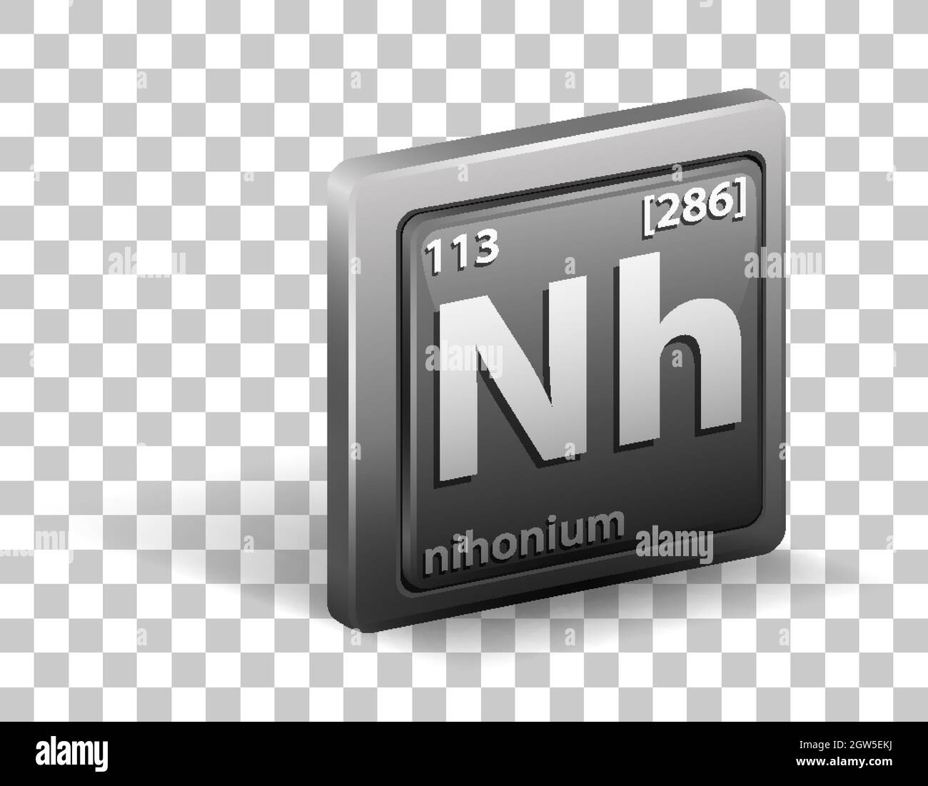 Elemento chimico al Nihonium. Simbolo chimico con numero atomico e massa atomica. Illustrazione Vettoriale
