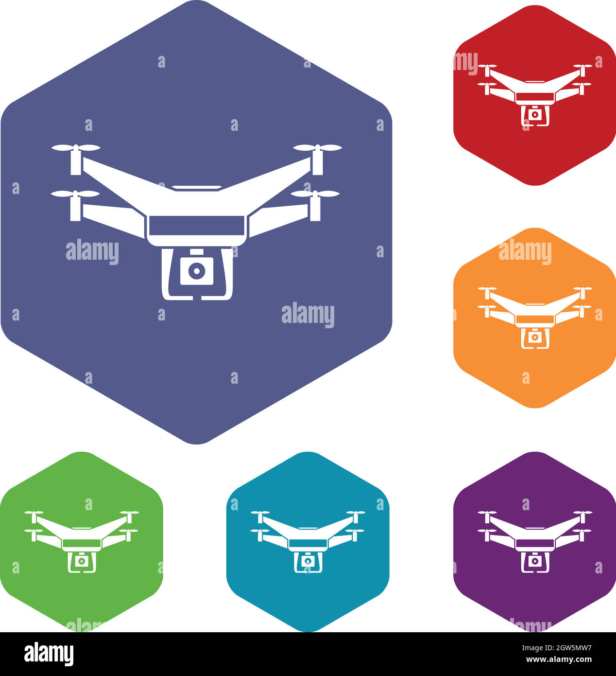 Drone telecamera video set di icone Illustrazione Vettoriale