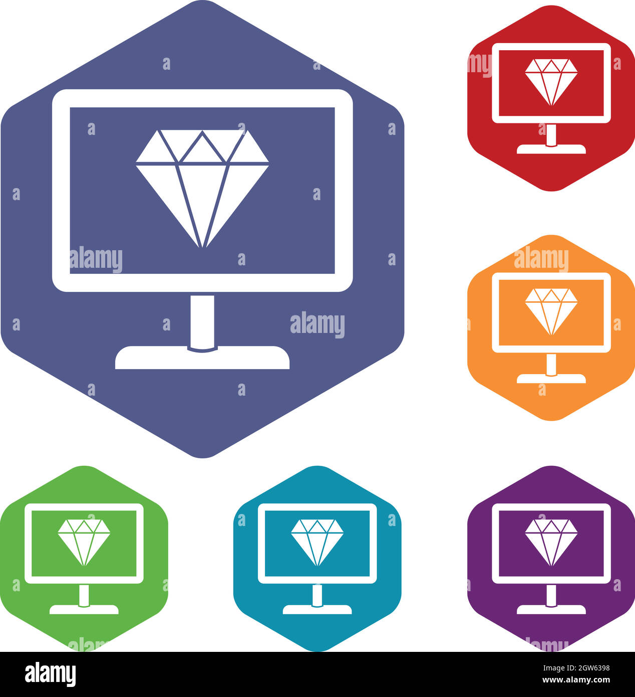 Schermo con icone a forma di diamante impostato Illustrazione Vettoriale