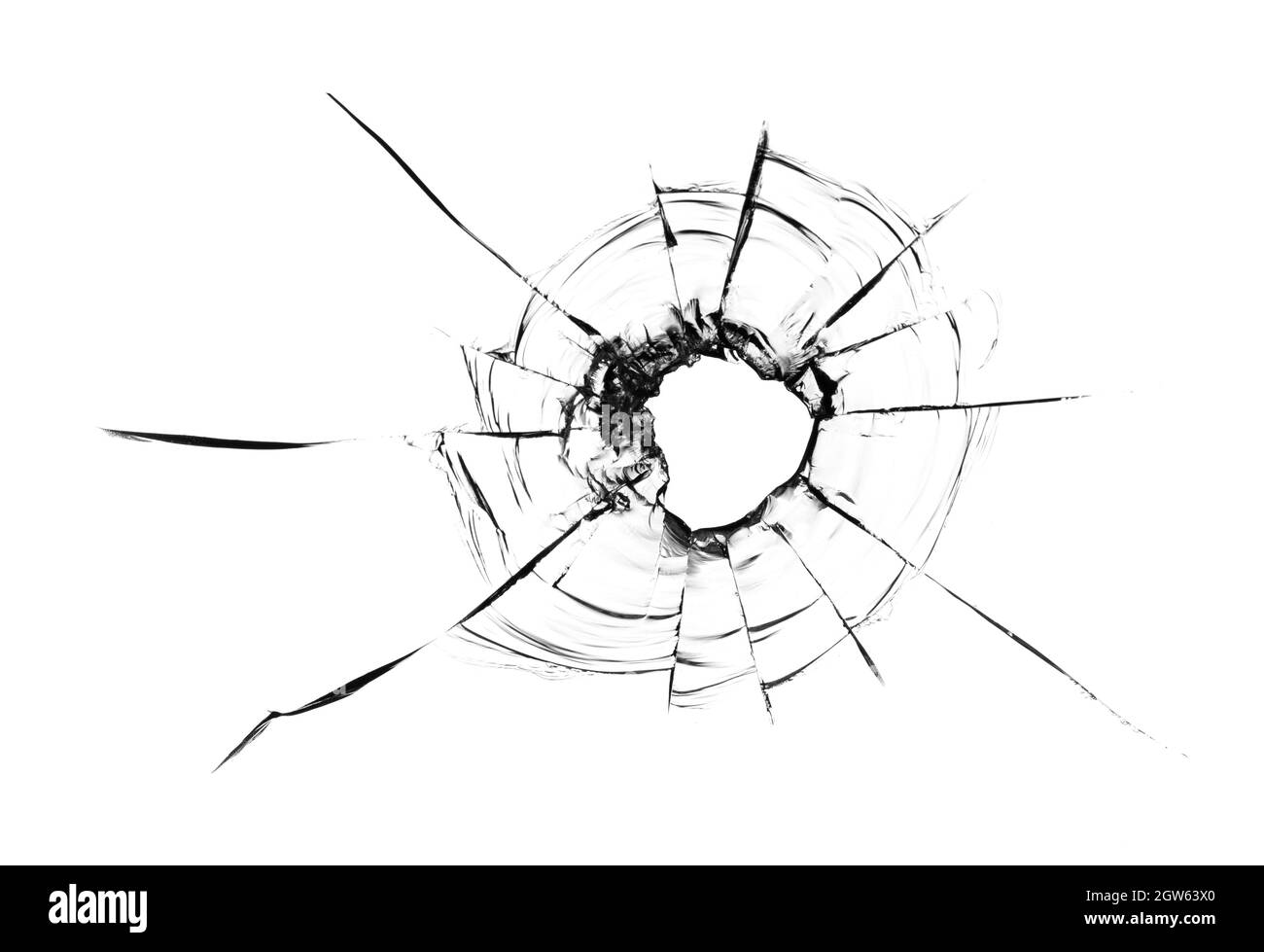 Collage di crepe nel vetro, un buco da pallottole nel vetro su uno sfondo  bianco. Texture vetro finestra Foto stock - Alamy