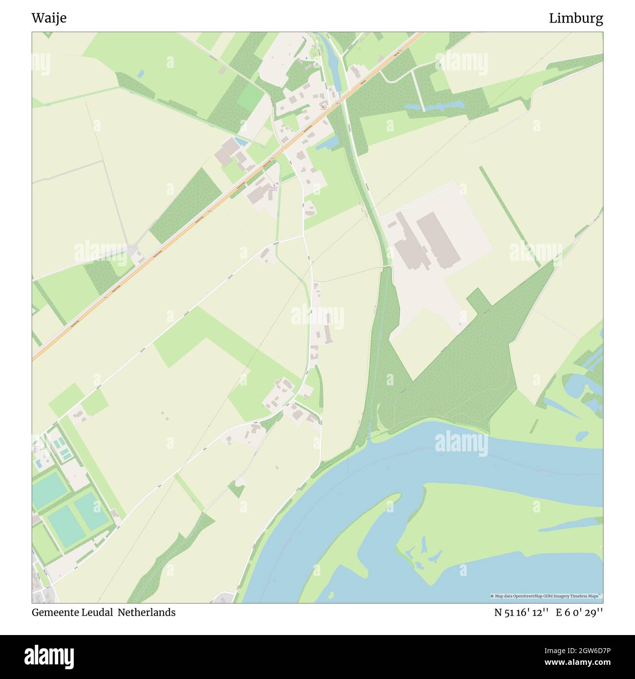 Waije, Gemeente Leudal, Paesi Bassi, Limburgo, N 51 16' 12'', e 6 0' 29''', mappa, Mappa senza tempo pubblicata nel 2021. Viaggiatori, esploratori e avventurieri come Florence Nightingale, David Livingstone, Ernest Shackleton, Lewis and Clark e Sherlock Holmes si sono affidati alle mappe per pianificare i viaggi verso gli angoli più remoti del mondo, Timeless Maps sta mappando la maggior parte delle località del mondo, mostrando il successo di grandi sogni Foto Stock