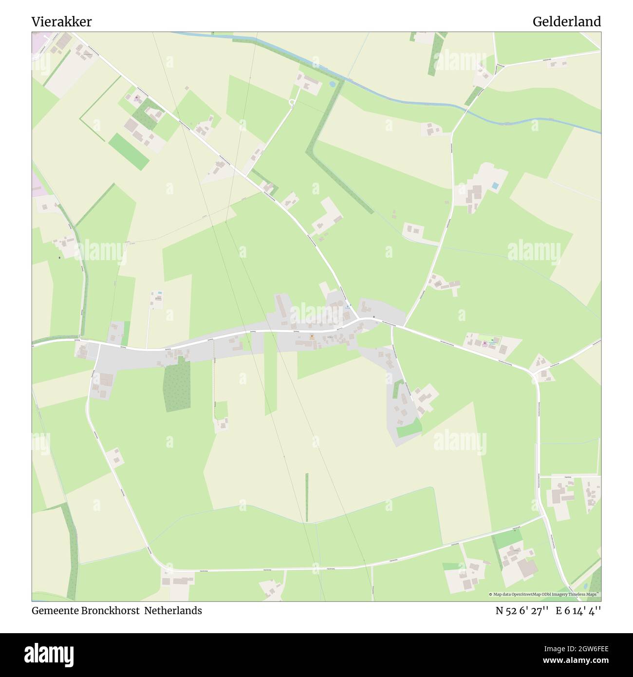 Vierakker, Gemeente Bronckhorst, Paesi Bassi, Gelderland, N 52 6' 27'', e 6 14' 4''', mappa, Mappa senza tempo pubblicata nel 2021. Viaggiatori, esploratori e avventurieri come Florence Nightingale, David Livingstone, Ernest Shackleton, Lewis and Clark e Sherlock Holmes si sono affidati alle mappe per pianificare i viaggi verso gli angoli più remoti del mondo, Timeless Maps sta mappando la maggior parte delle località del mondo, mostrando il successo di grandi sogni Foto Stock