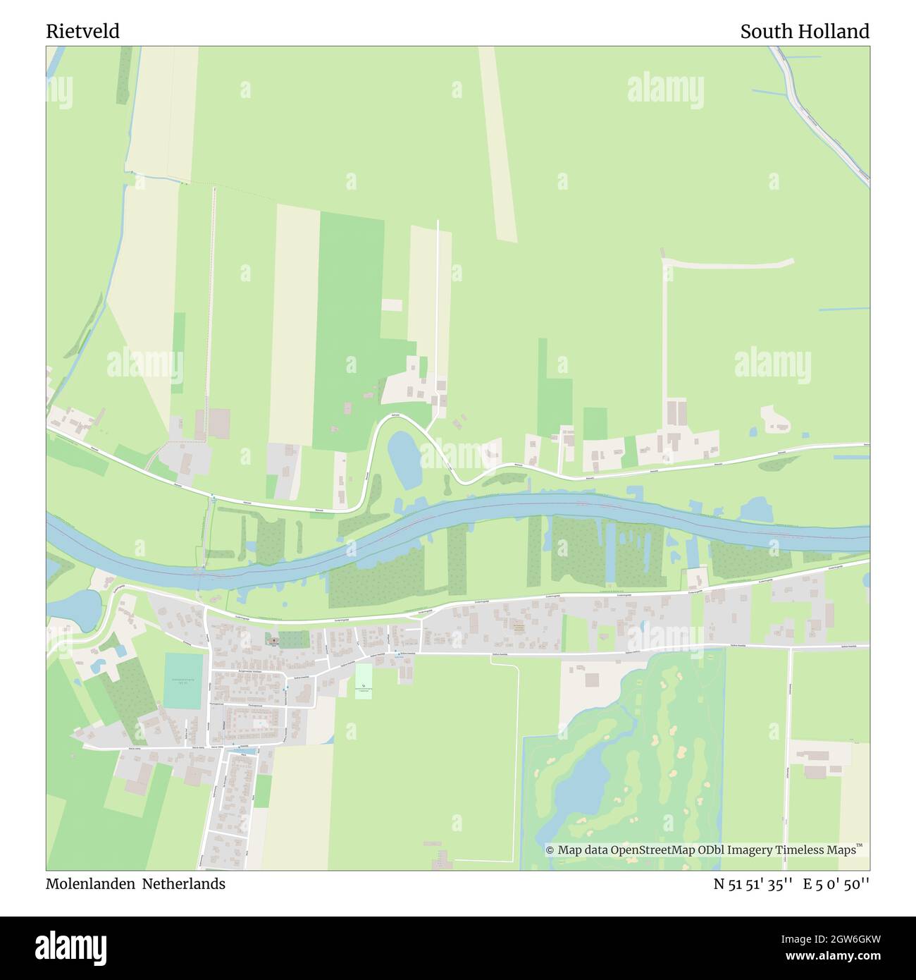 Rietveld, Molenlanden, Paesi Bassi, Olanda del Sud, N 51 51' 35'', e 5 0' 50''', mappa, mappa senza tempo pubblicata nel 2021. Viaggiatori, esploratori e avventurieri come Florence Nightingale, David Livingstone, Ernest Shackleton, Lewis and Clark e Sherlock Holmes si sono affidati alle mappe per pianificare i viaggi verso gli angoli più remoti del mondo, Timeless Maps sta mappando la maggior parte delle località del mondo, mostrando il successo di grandi sogni Foto Stock