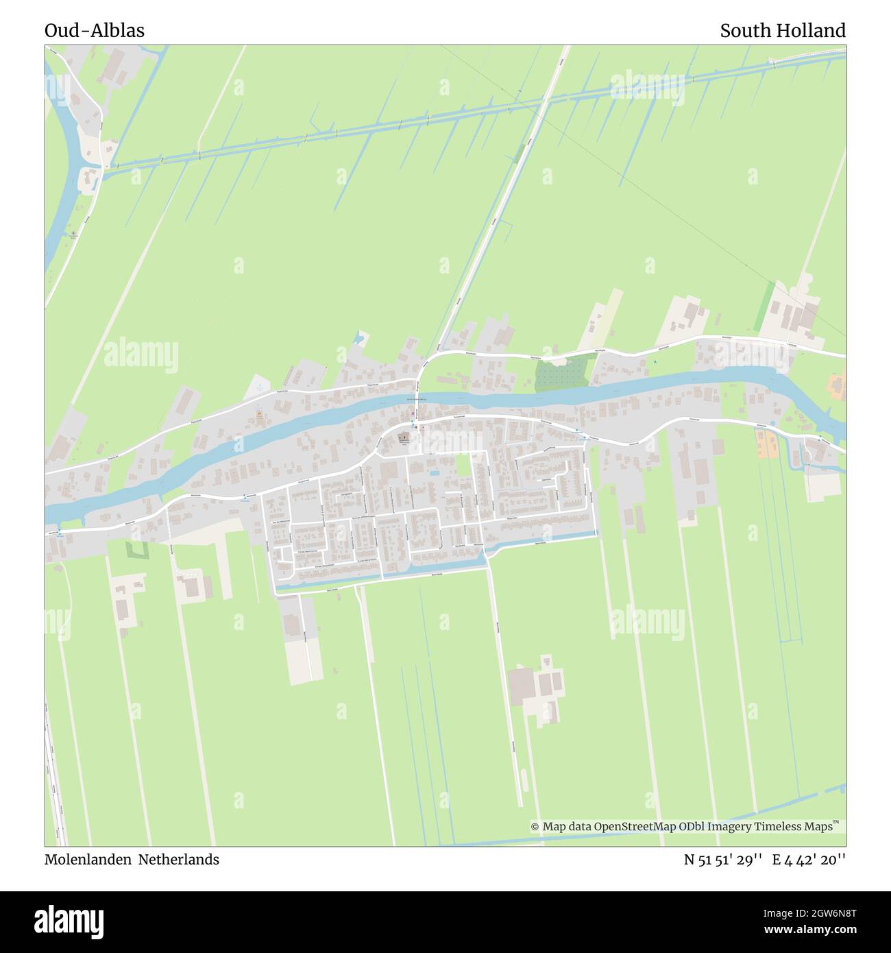 Oud-Alblas, Molenlanden, Paesi Bassi, Sud Olanda, N 51 51' 29'', e 4 42' 20''', mappa, mappa senza tempo pubblicata nel 2021. Viaggiatori, esploratori e avventurieri come Florence Nightingale, David Livingstone, Ernest Shackleton, Lewis and Clark e Sherlock Holmes si sono affidati alle mappe per pianificare i viaggi verso gli angoli più remoti del mondo, Timeless Maps sta mappando la maggior parte delle località del mondo, mostrando il successo di grandi sogni Foto Stock